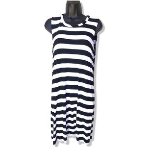 Calvin Klein Sleeveless Black and White Wide Striped Knit Spectator Dress Sz 12.